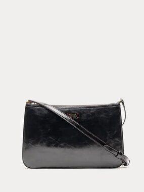 NEW Frances Valentine Poppy Crossbody Bag Black Glazed Leather - Perfect Size